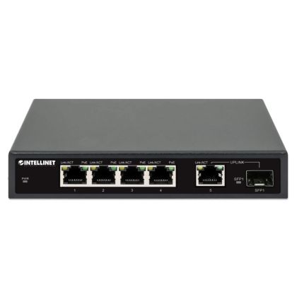 Intellinet 5-portin Gigabit Ethernet PoE+ kytkin SFP portilla