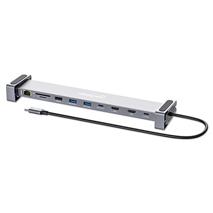 Manhattan 10-in-1 USB-C PD 100W dual HDMI telakointiasema (hopea)