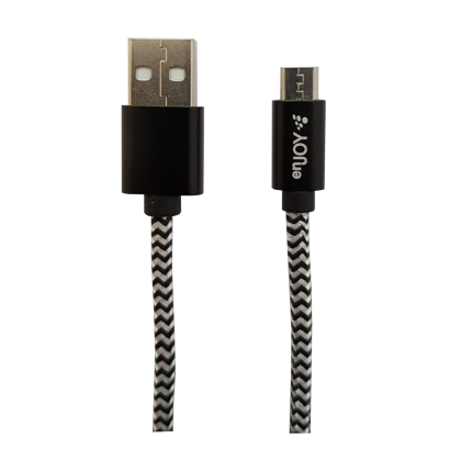 ENJOY punottu microUSB kaapeli 3m musta/valkoinen
