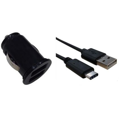 ENJOY 2.4A (12/24V) autolaturi kahdella USB-portilla ja yhdellä USB-C -kaapelilla