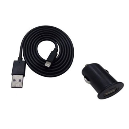 ENJOY 2.4A (12/24V) Apple Lightning lisensoitu autolaturi USB-liittimellä ja kaapelilla (musta)
