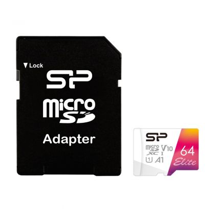 Silicon Power 64GB microSDXC -kortti (Class 10 Elite UHS-1, SD-adapterilla)