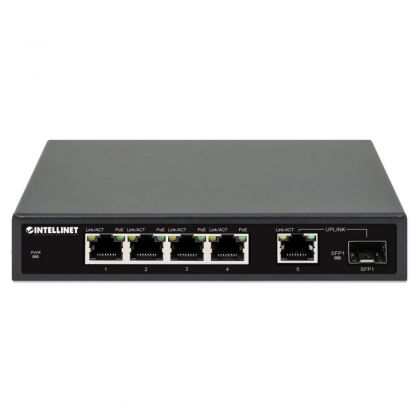 Intellinet 5-portin Gigabit Ethernet PoE+ kytkin SFP portilla