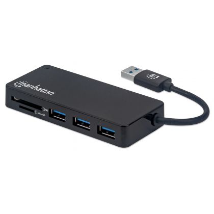 Manhattan 3xUSB-A hubi ja kortinlukija USB-A kaapelilla