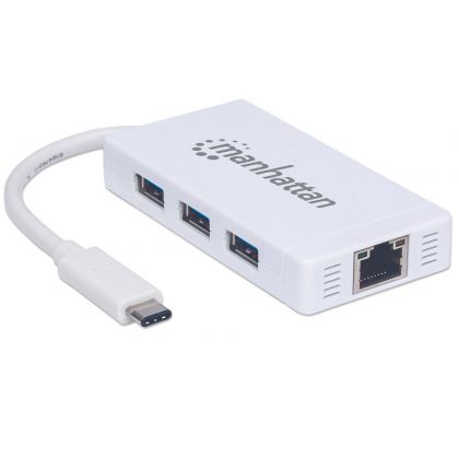 Manhattan USB 3.0-hubi ja Gigabit Ethernet adapteri USB-C liitimellä