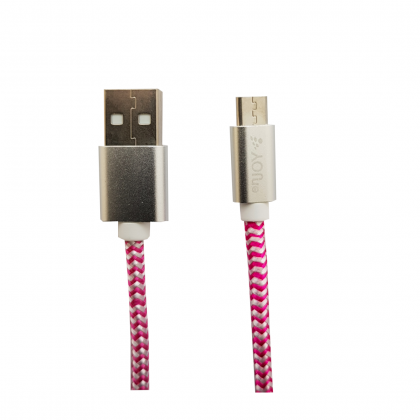 ENJOY punottu microUSB kaapeli 3m pinkki/valkoinen